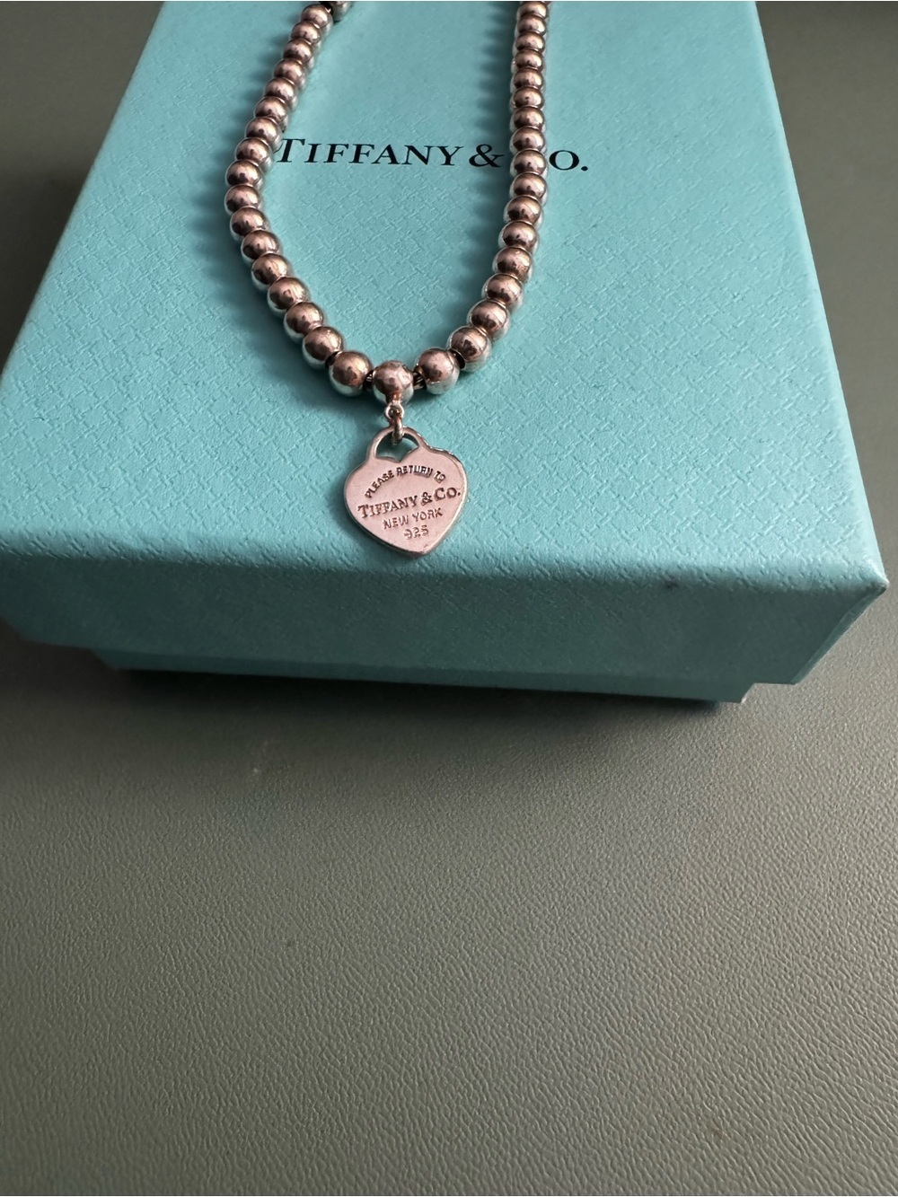Tiffany & Co. Sterling Silver Bead Necklace with Heart Tag - Silver - Picture 3 of 5